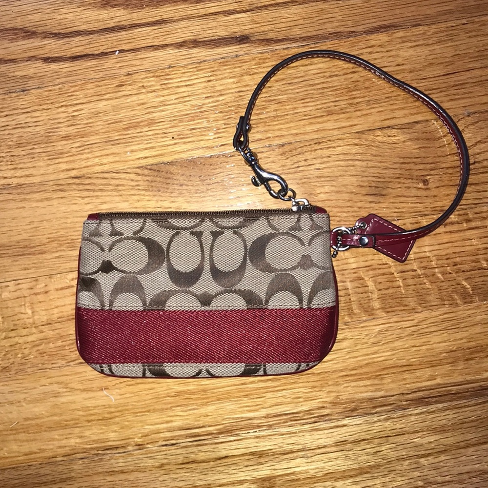 Coach Monogram Red Wristlet